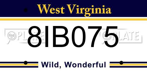 8IB075 West Virginia License Plate