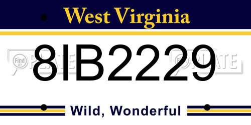 8IB2229 West Virginia License Plate