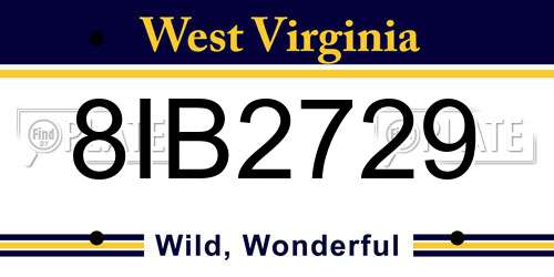 8IB2729 West Virginia License Plate