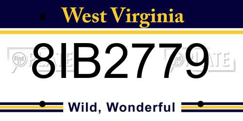 8IB2779 West Virginia License Plate