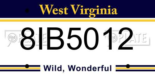 8IB5012 West Virginia License Plate