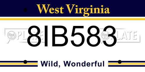 8IB583 West Virginia License Plate