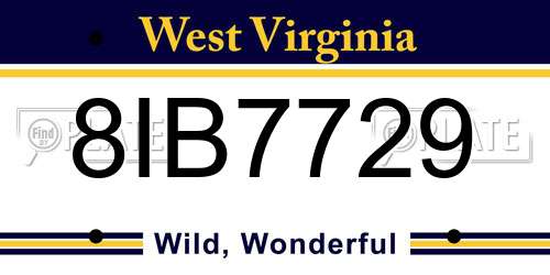 8IB7729 West Virginia License Plate