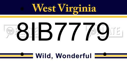 8IB7779 West Virginia License Plate