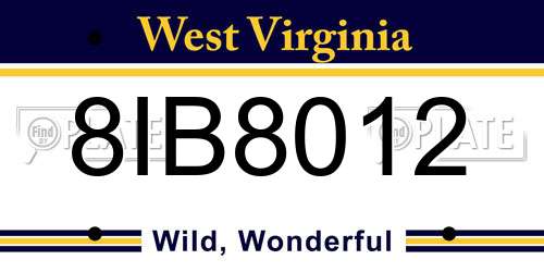 8IB8012 West Virginia License Plate