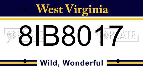 8IB8017 West Virginia License Plate