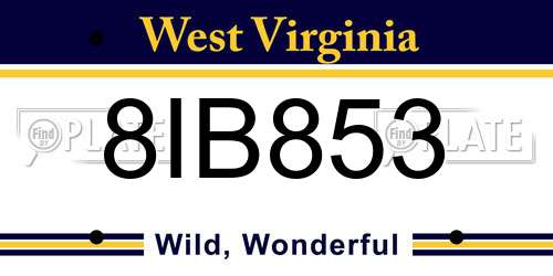 8IB853 West Virginia License Plate