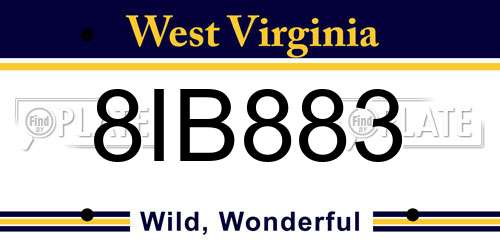 8IB883 West Virginia License Plate