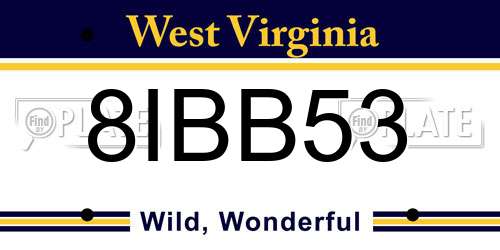 8IBB53 West Virginia License Plate