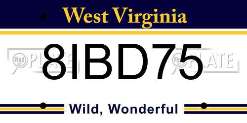 8IBD75 West Virginia License Plate