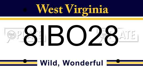 8IBO28 West Virginia License Plate