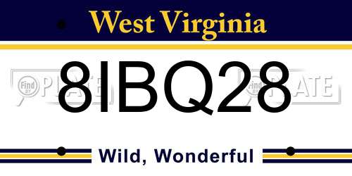 8IBQ28 West Virginia License Plate