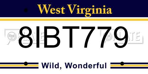 8IBT779 West Virginia License Plate