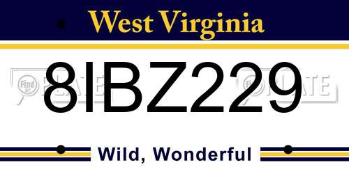 8IBZ229 West Virginia License Plate