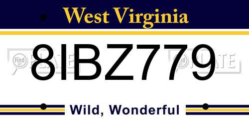 8IBZ779 West Virginia License Plate