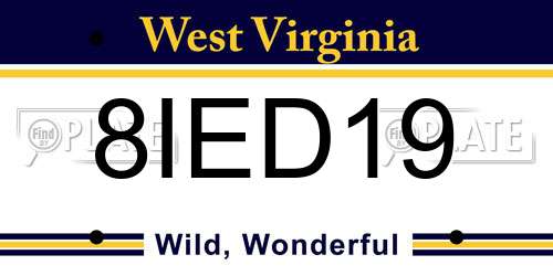 8IED19 West Virginia License Plate