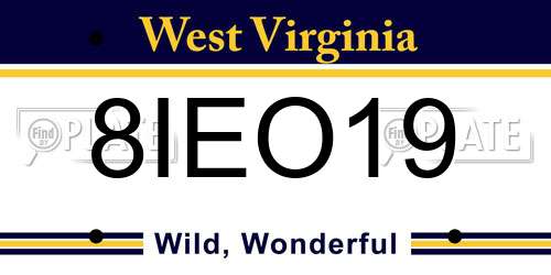 8IEO19 West Virginia License Plate
