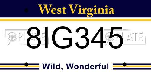 8IG345 West Virginia License Plate