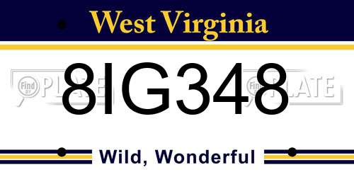 8IG348 West Virginia License Plate