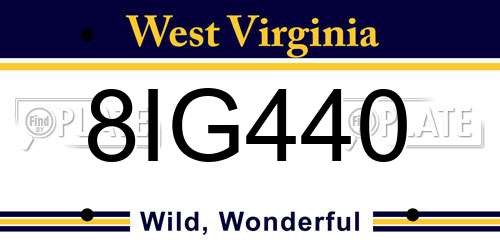 8IG440 West Virginia License Plate