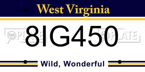 8IG450 West Virginia License Plate