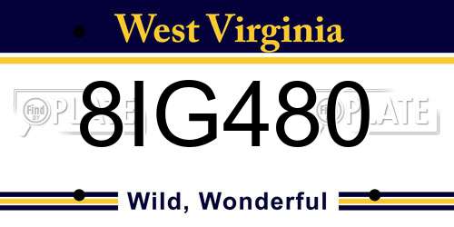 8IG480 West Virginia License Plate