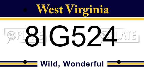 8IG524 West Virginia License Plate