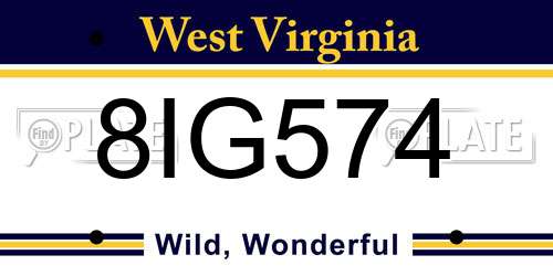 8IG574 West Virginia License Plate
