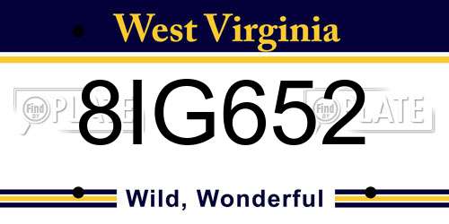 8IG652 West Virginia License Plate