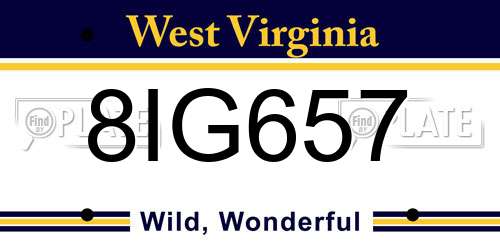 8IG657 West Virginia License Plate
