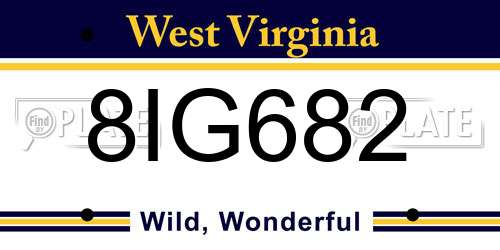 8IG682 West Virginia License Plate