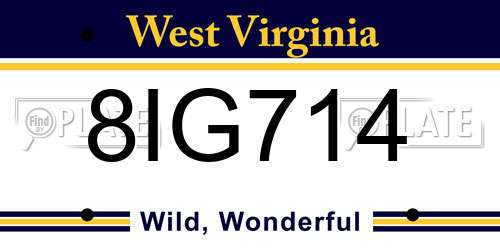 8IG714 West Virginia License Plate