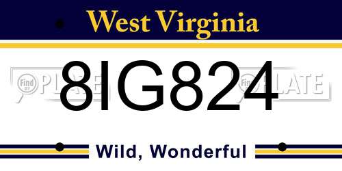 8IG824 West Virginia License Plate