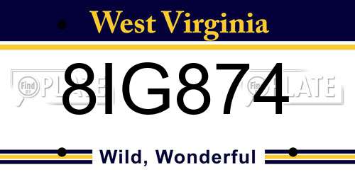 8IG874 West Virginia License Plate