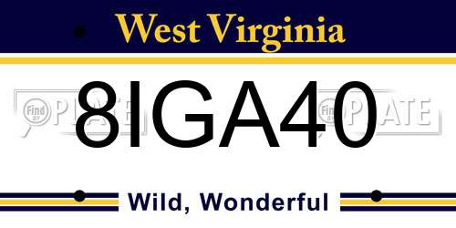 8IGA40 West Virginia License Plate