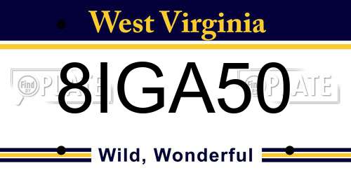8IGA50 West Virginia License Plate