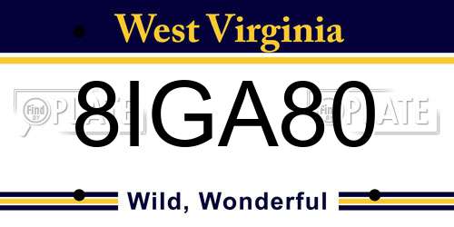 8IGA80 West Virginia License Plate