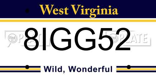 8IGG52 West Virginia License Plate