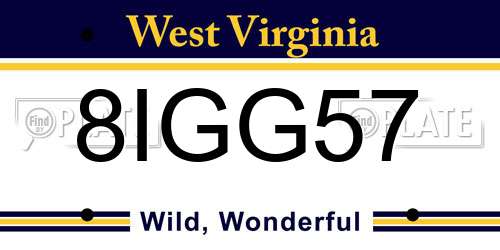 8IGG57 West Virginia License Plate