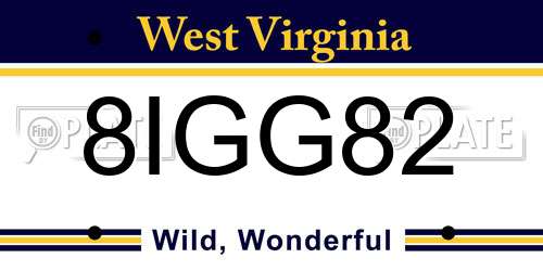 8IGG82 West Virginia License Plate