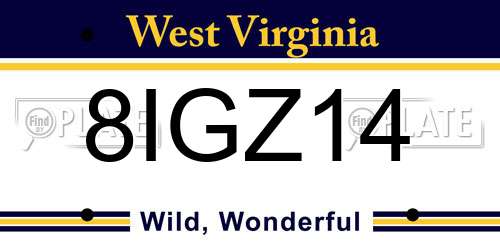 8IGZ14 West Virginia License Plate