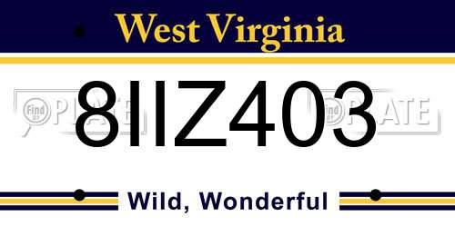 8IIZ403 West Virginia License Plate