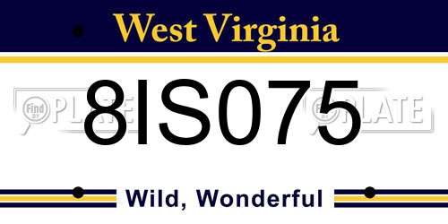 8IS075 West Virginia License Plate