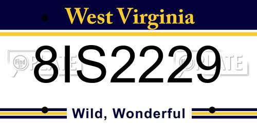 8IS2229 West Virginia License Plate