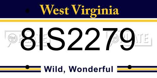 8IS2279 West Virginia License Plate
