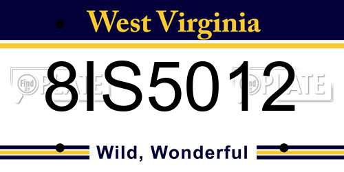 8IS5012 West Virginia License Plate