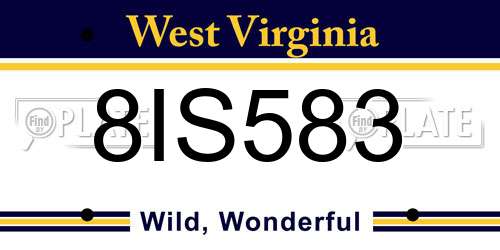 8IS583 West Virginia License Plate