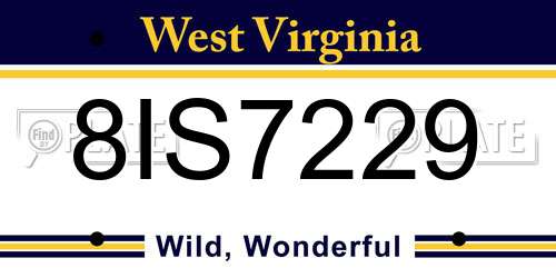 8IS7229 West Virginia License Plate
