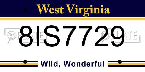 8IS7729 West Virginia License Plate