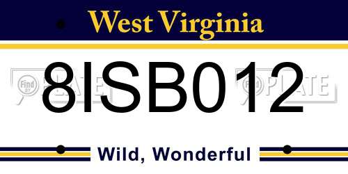 8ISB012 West Virginia License Plate